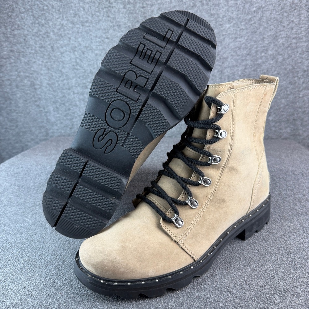 Sorel Lennox Lace Waterproof Combat Boot 11 Tan Suede Hiking